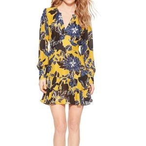 Parker Yellow Blue Black White Floral Hayley Dress